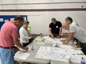 Participants at New Durham's Housing Master Plan workshop participate in an activity