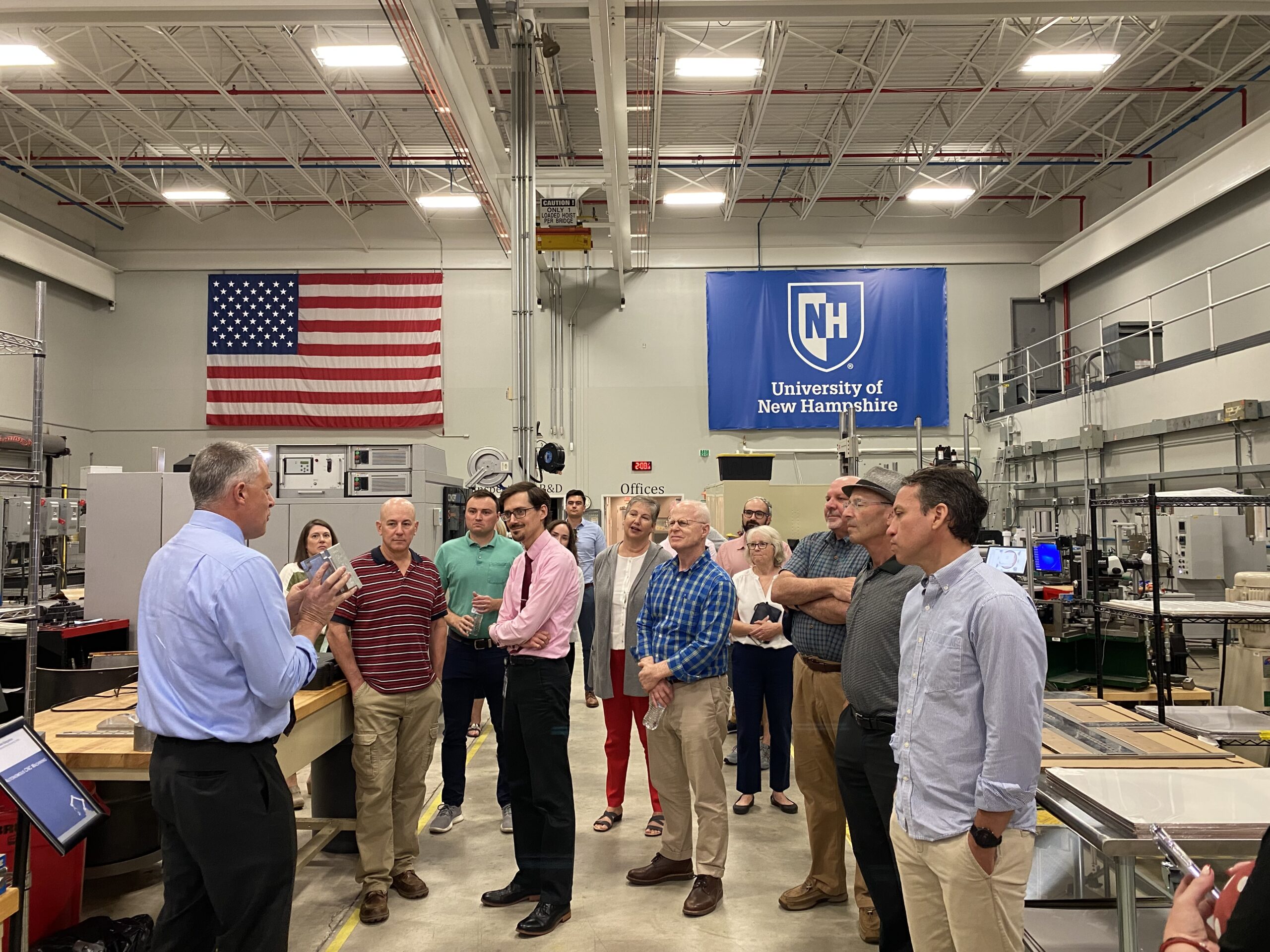 SEDS members taking a tour of the John Olson Advanced Manufacturing Center at UNH