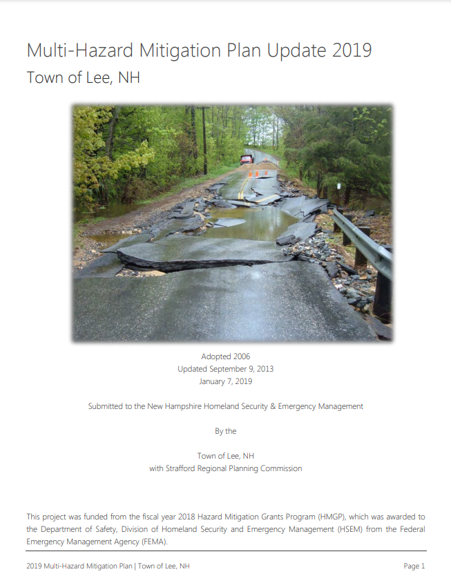 Cover of Hazard Mitigation Plan - Lee 2019