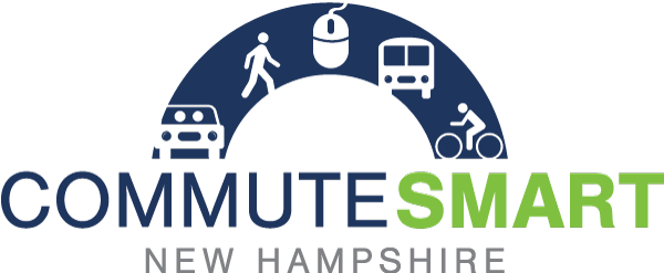 Logo for CommuteSmart NH which highlights different alternate modes of commuting like transit and walking