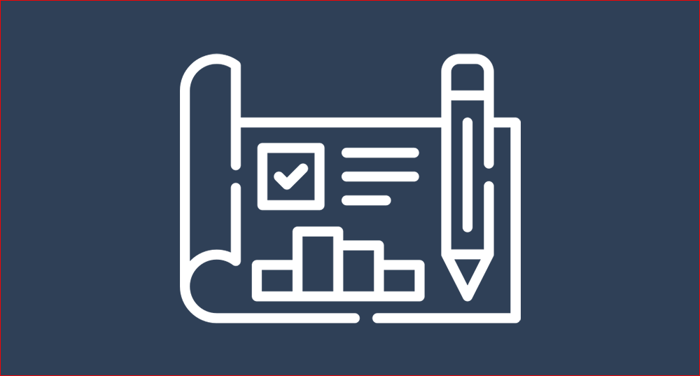 Graphic of a report page with a graph icon and a pencil