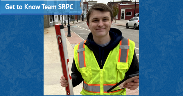 Planning Technician Stephen Geis poses while doing sidewalks assessments for his submitted photo for his "Get to Know Team SRPC" blog feature