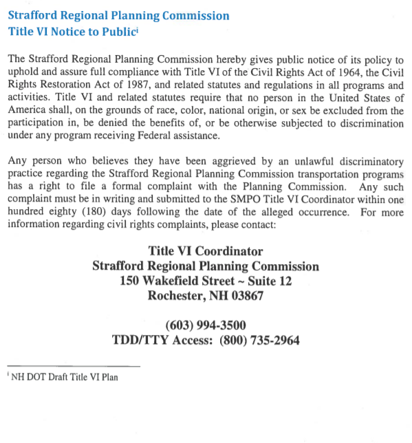 Cover of SRPC Title VI Complaint Form and Instructions