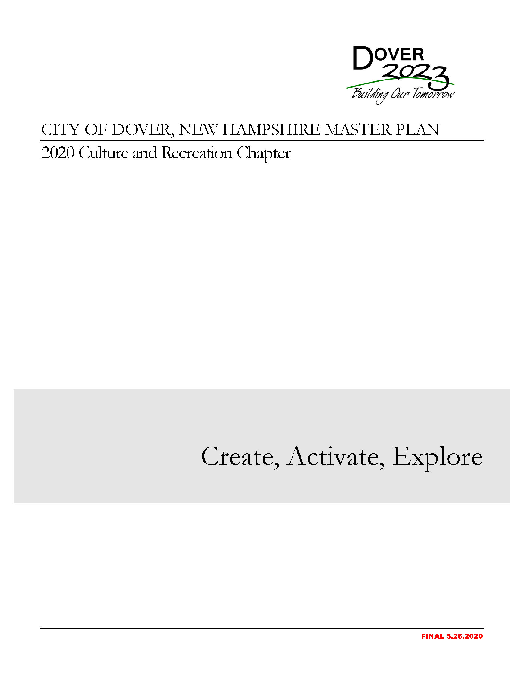 Cover of Dover's Culture and Recreation Chapter