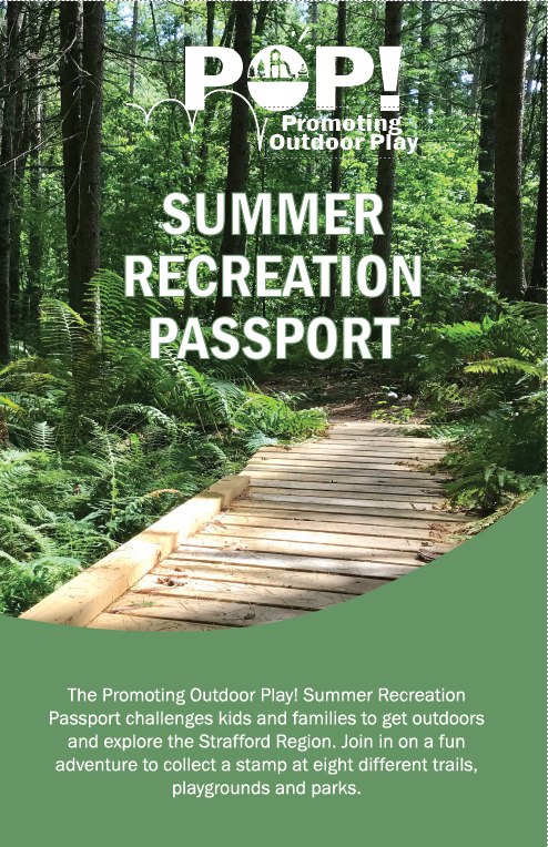 cover of the pop! summer recreation passport with a picture of a trail bridge surrounded by greenery