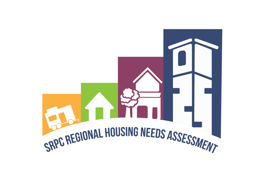 Logo for the SRPC Regional Housing Needs Assessment project with graphics of different housing options