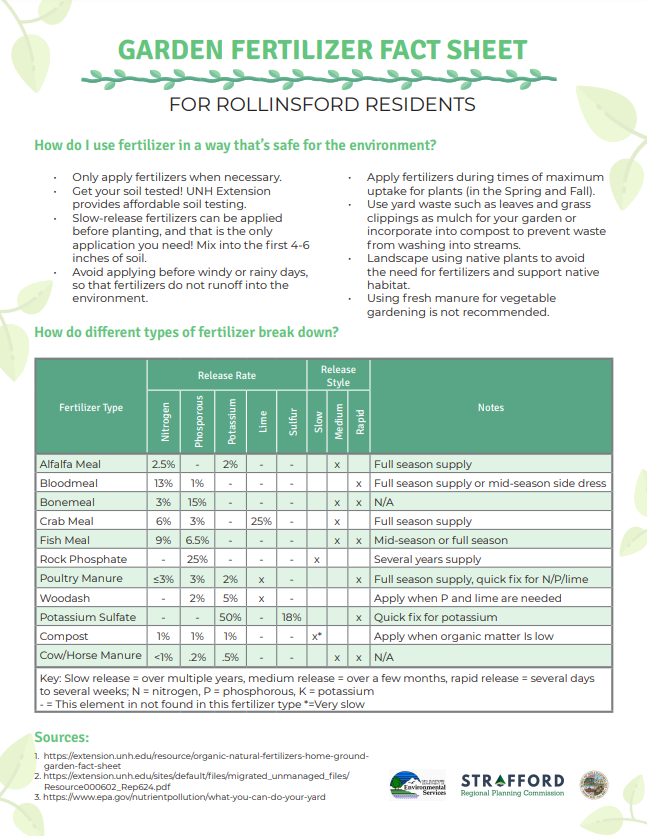 Screenshot of the Rollinsford Fertilizer Flyer