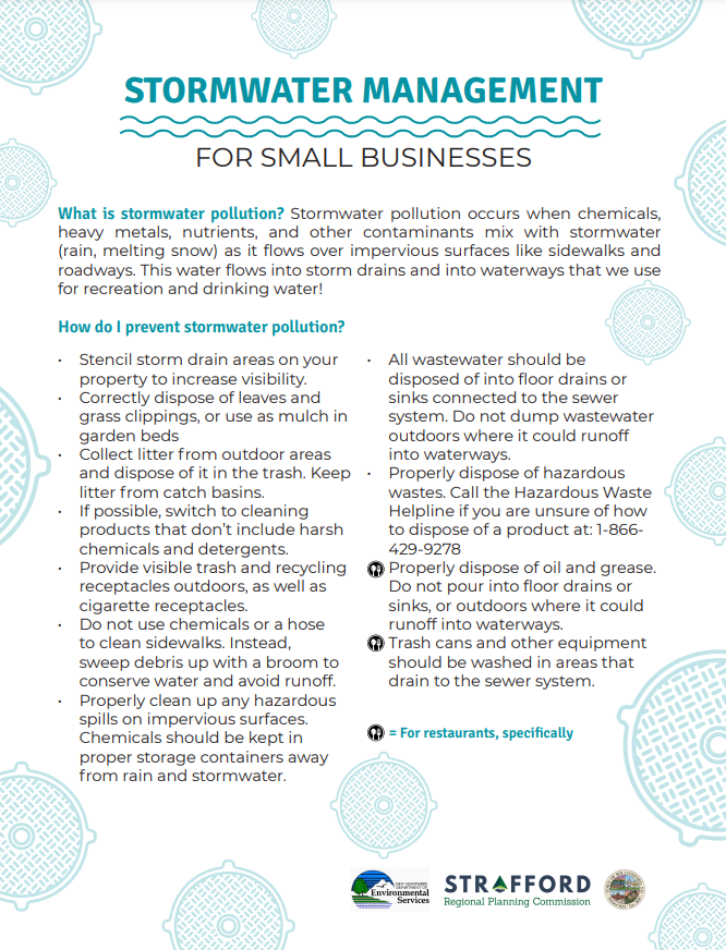 Screenshot of the Rollinsford Stormwater Management for Small Businesses Flyer