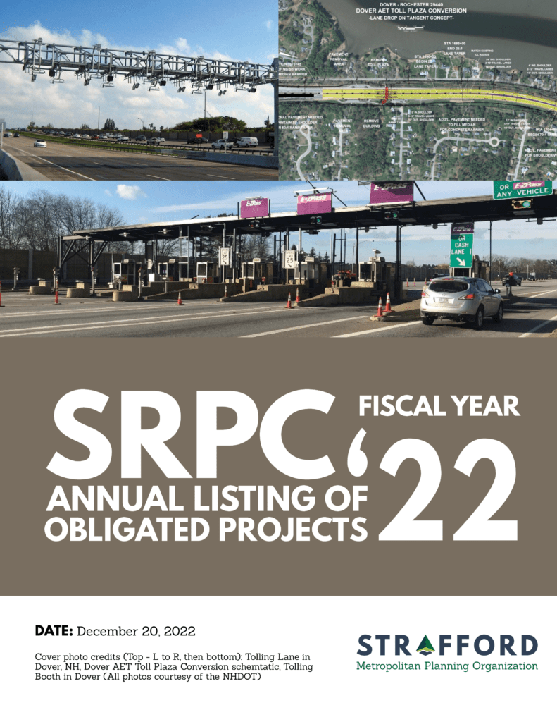 Cover of the 2022 Annual Listing of Obligate Projects, featuring images of the Dover Tolling station and lanes