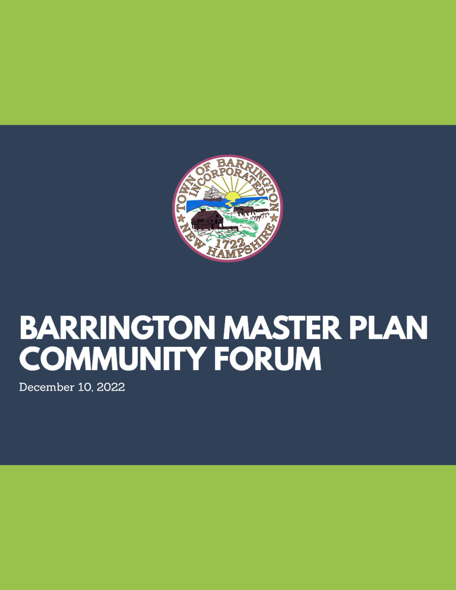 Cover slide from the Barrington Master Plan Community Forum