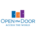 Open the Door logo with three graphic doors