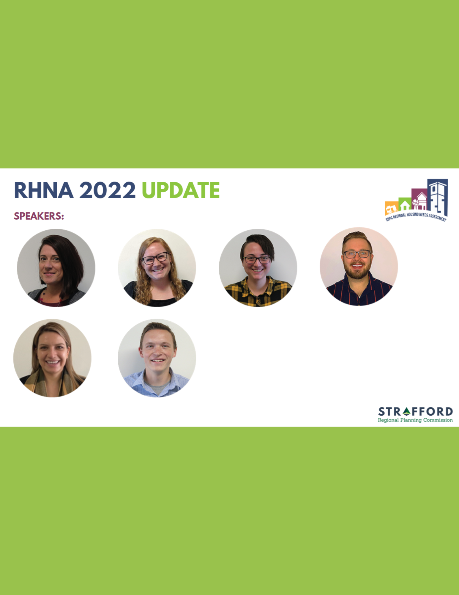 Cover slide from the December 2022 Commissioner Meeting RHNA presentation featuring six staff photos