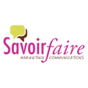 Savoir Faire logo with a graphic talk bubble