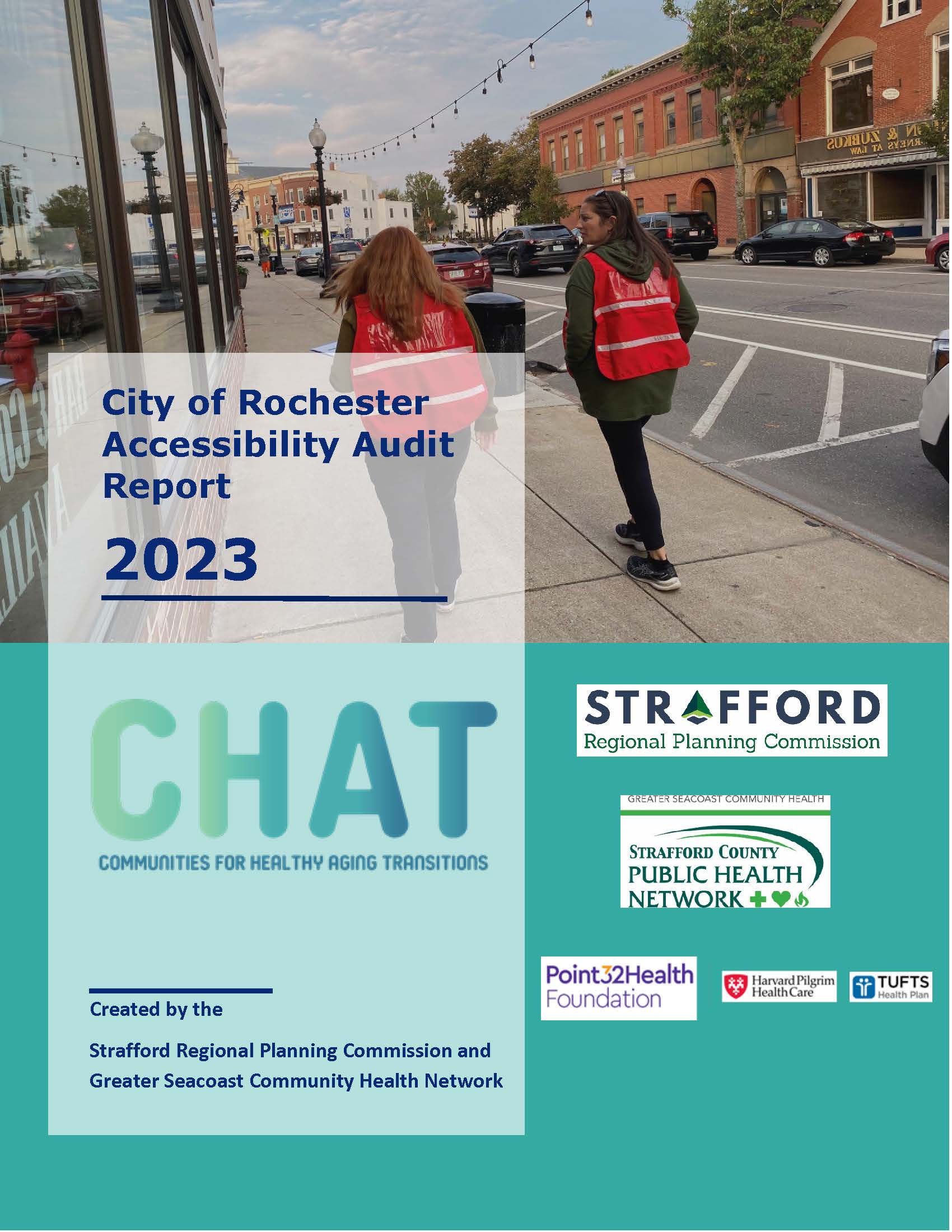 Cover of Rochester Audit with people walking and logos for the project